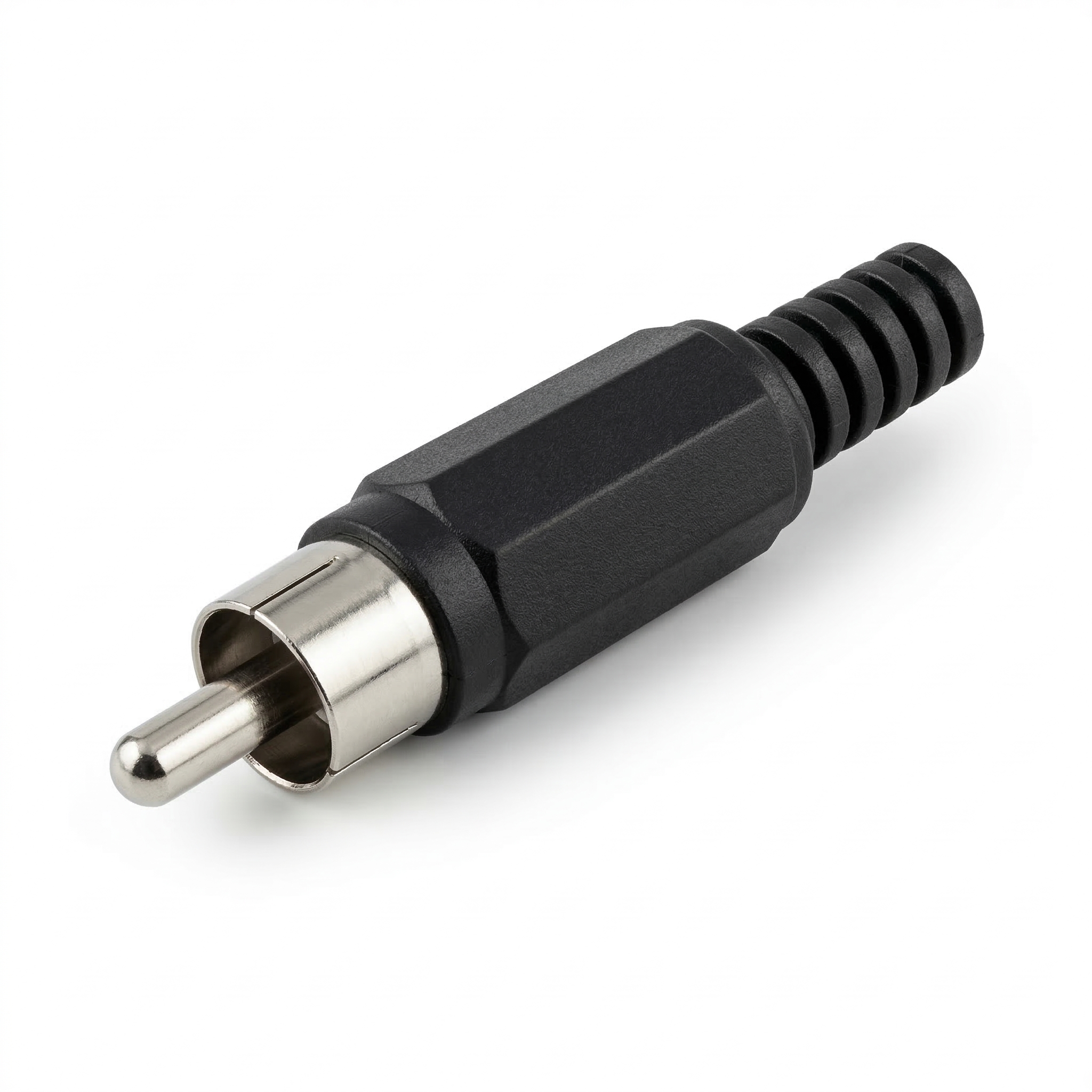 FICHA RCA MACHO PLASTICO NEGRO