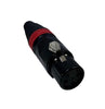 CONECTOR CANON HEMBRA PARA CABLE 3P (XLR) METALICO NEGRO/AROROJO