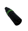 CONECTOR CANON MACHO PARA CABLE 3P (XLR) METALICO NEGRO/AROVERDE