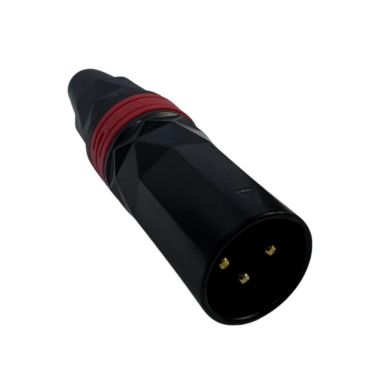 CONECTOR MACHO XLR P/CABLE 3P ARO ROJO