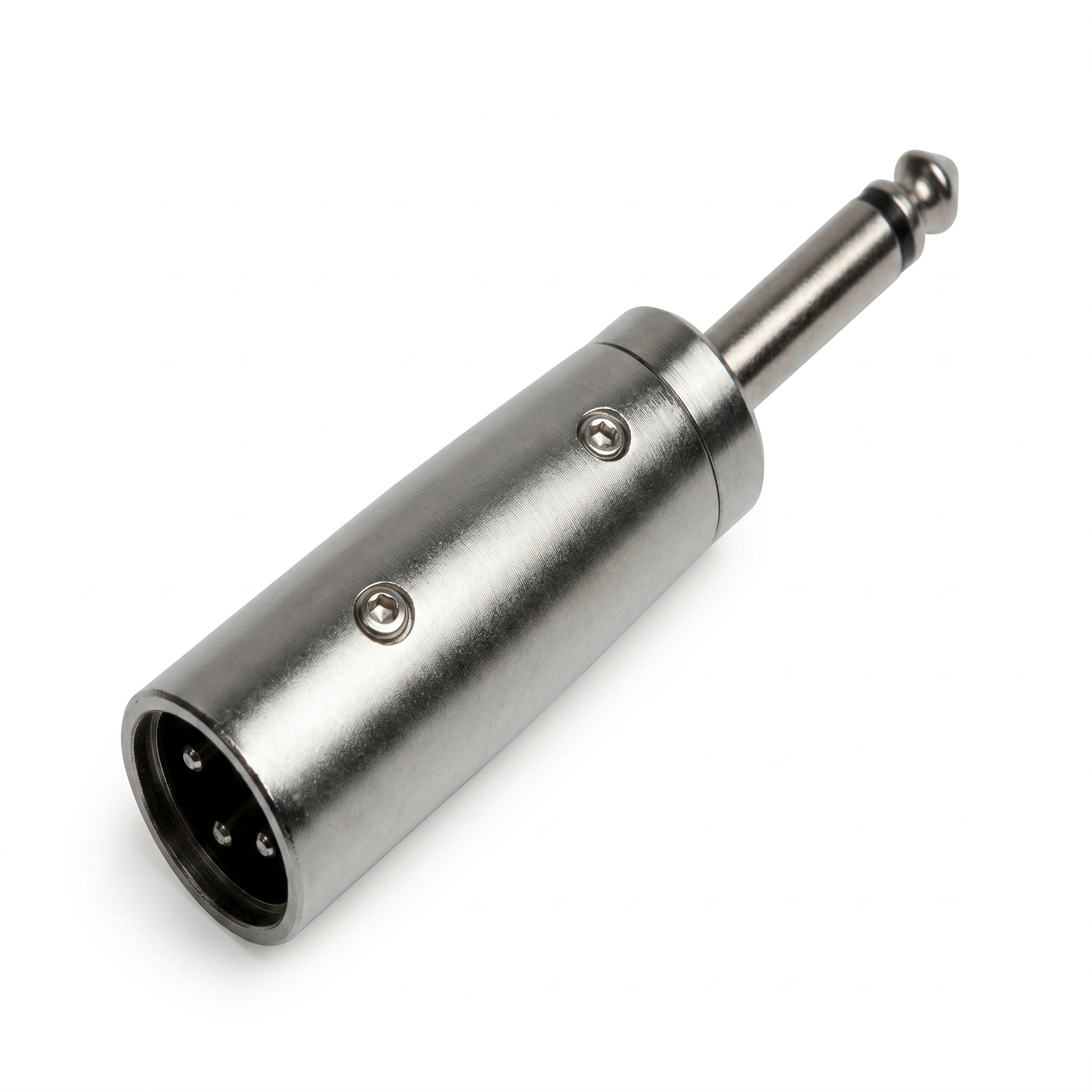 ADAPTADOR MACHO XLR A CONECTOR STEREO DE 6,35MM. METALICO.