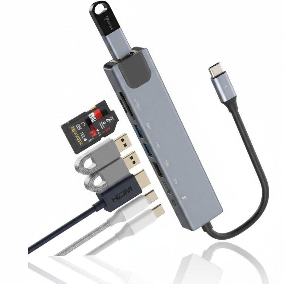 ADAPTADOR HUB MULTIPUERTO 8 EN 1