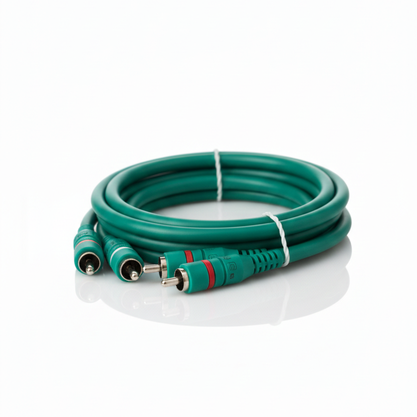 CABLE ARMADO 2RCA X 2RCA X 1,5MTS X 6MM. COLOR VERDE .HIGH QUALITY