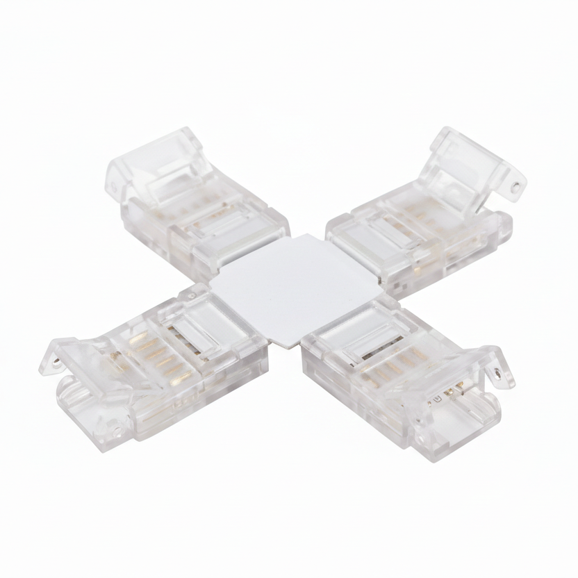 CONECTOR PARA TIRA LED COB 10MM FORMA CRUZ