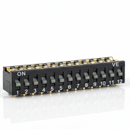 DIP SWITCHS RECTO BAJO PERFIL 12 POSICIONES DESLIZANTE