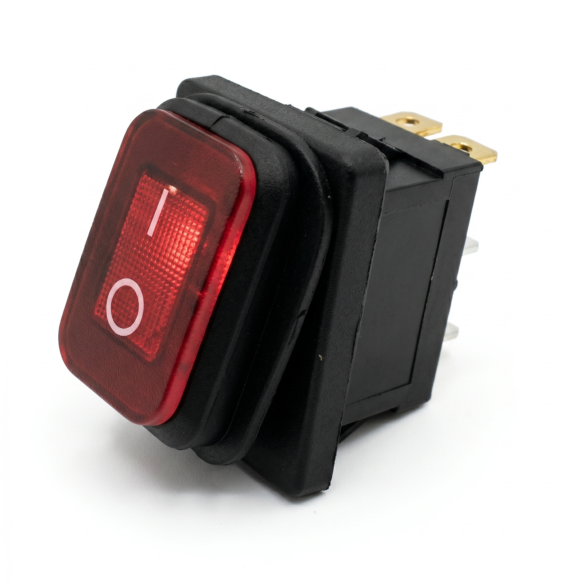 LLAVE TECLA 3P ROJA ON-OFF 3A 250V C/LUZ.WATER PROOF