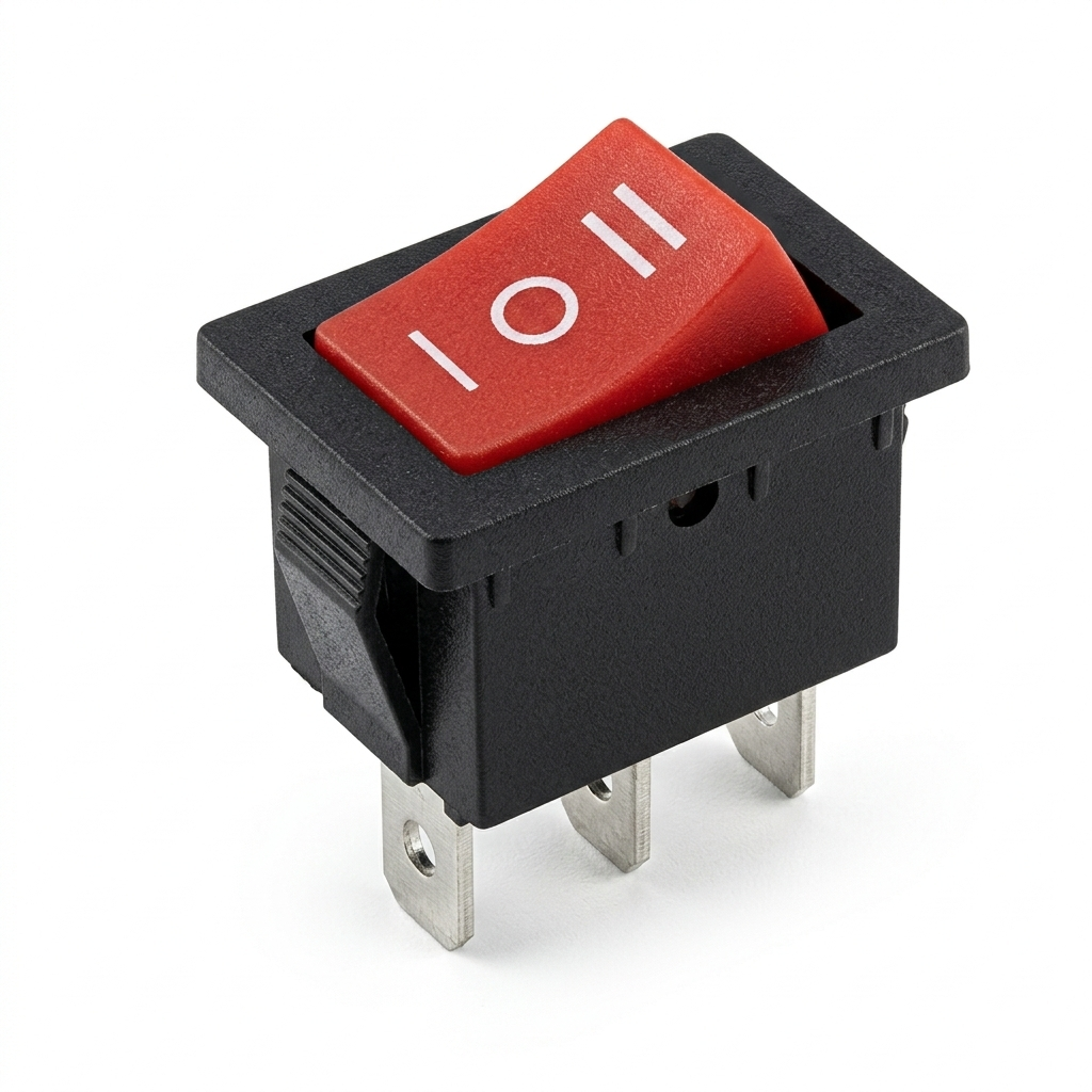 LLAVE TECLA 3P ROJA ON-OFF-ON 6A 220V