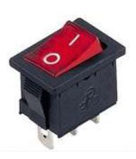 LLAVE TECLA MINI 3P ROJA ON-OFF 6A 220V CON LUZ