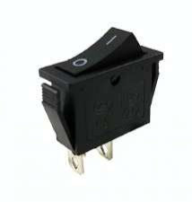 LLAVE TECLA RECTANGULAR 2P NEGRA ON-ON 15A 220V