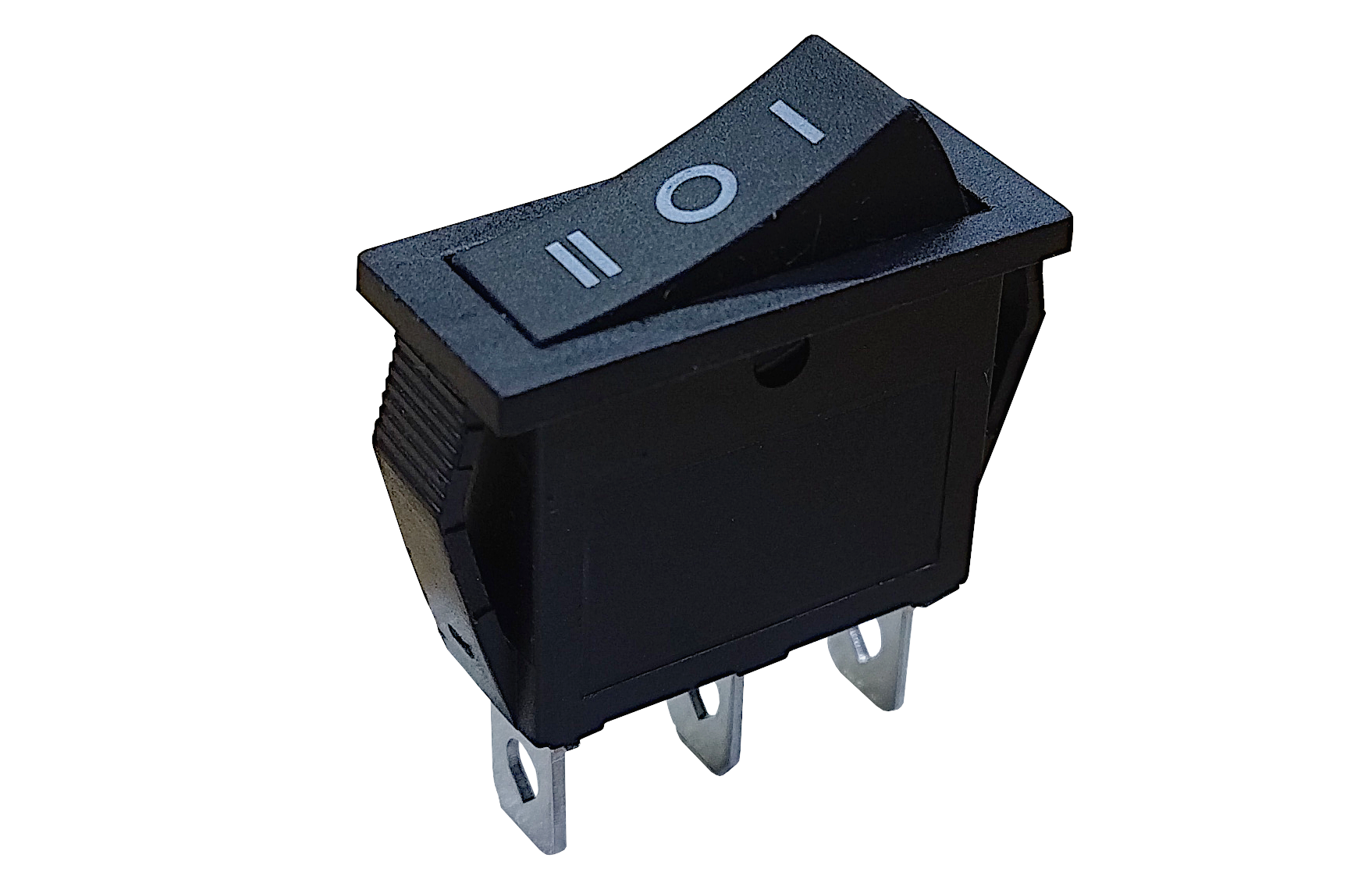 LLAVE TECLA RECTANGULAR 3P NEGRA ON-OFF-ON 15A 220V