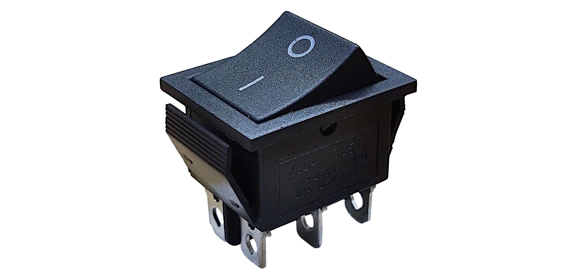 LLAVE TECLA CUADRADA 6P NEGRA ON-ON 16A 220V