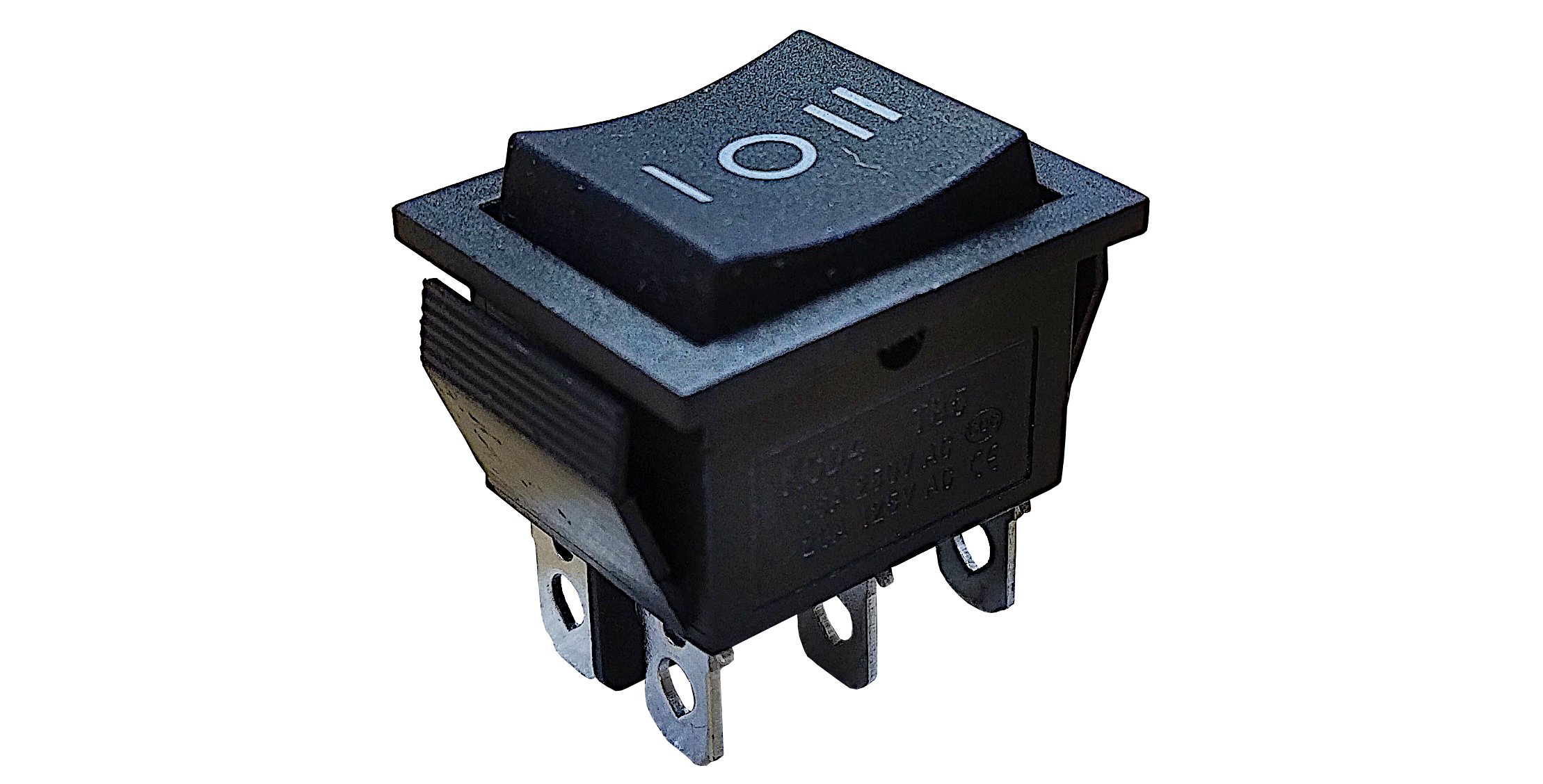 LLAVE TECLA CUADRADA 6P NEGRA ON-OFF-ON 16A 220V