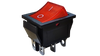 LLAVE TECLA CUADRADA 6P ROJA ON-ON 10A 250V CON LUZ