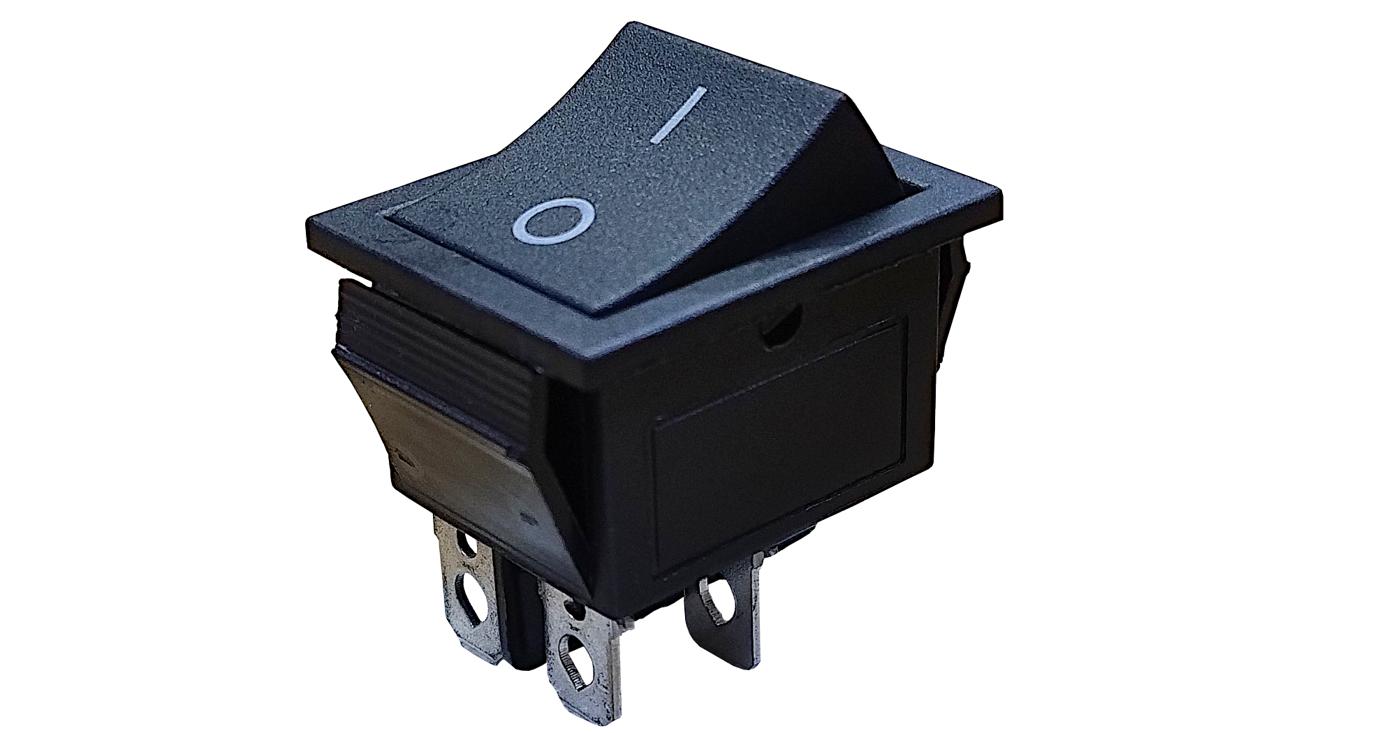 LLAVE TECLA CUADRADA 4P NEGRA ON-OFF 16A 220V