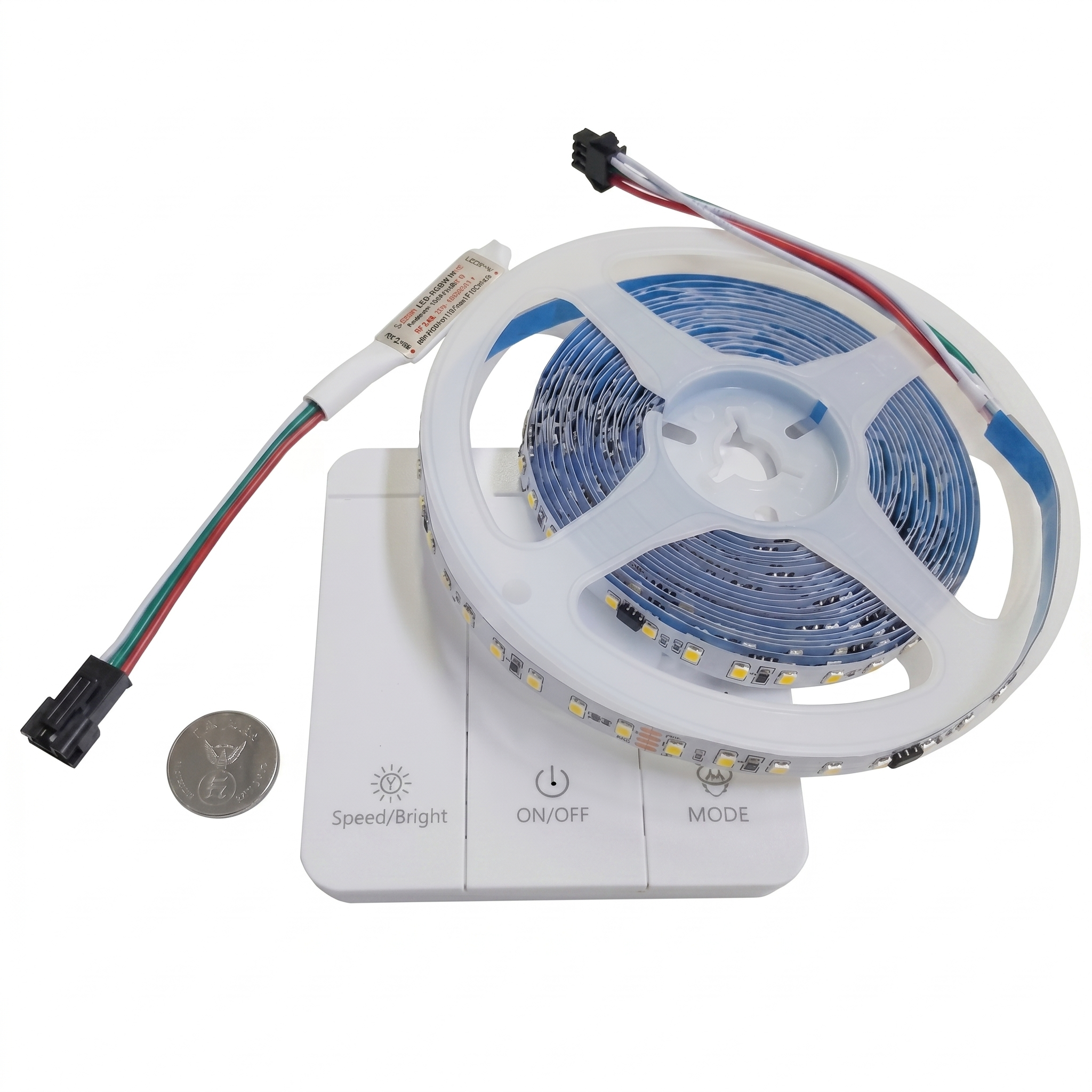 TIRA DE 120 LEDS 3528 IP20 X 5MTS 24W LLAVE CONTROLLER-RUN BCO. FRIO