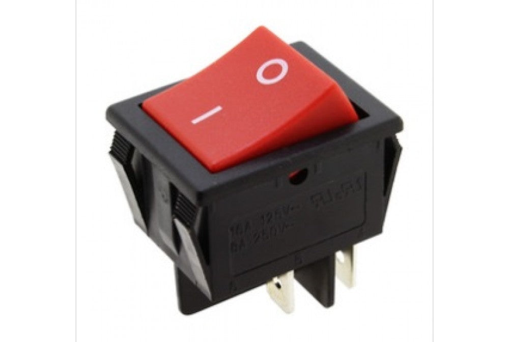 LLAVE TECLA CUADRADA 4P ROJA ON-OFF 16A 220V